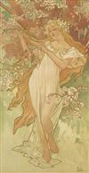 ALPHONSE MUCHA (1860-1939). [THE SEASONS.] Group of four decorative panels. 1896. Each 37x19 inches, 96x49 cm.